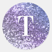 Purple Ombre Chunky Glitter Monogrammed