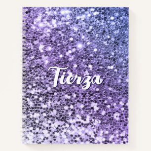 Purple Ombre Chunky Glitter Personalized Notebook