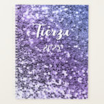 Purple Ombre Chunky Glitter Personalized Planner<br><div class="desc">A modern bold name in white with a dark blue drop shadow on a blank planner. The font size, colour and style are customizable. increase the font size for short names if you'd like. The background is a faux purple blue ombre confetti or sequin glitter with sparkly spots or blurry...</div>