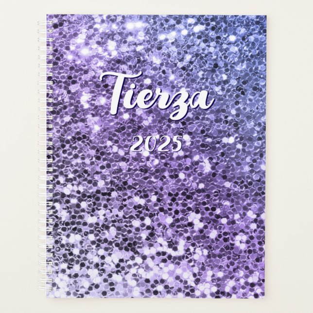 Purple Ombre Chunky Glitter Personalized Planner (Front)