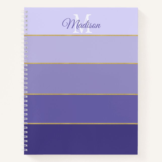 Purple Ombre Colour Blocks Personalized    Notebook (Front)
