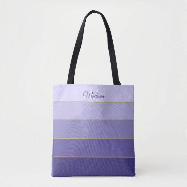 Purple Ombre Colour Blocks Personalized    Tote Bag (Front)