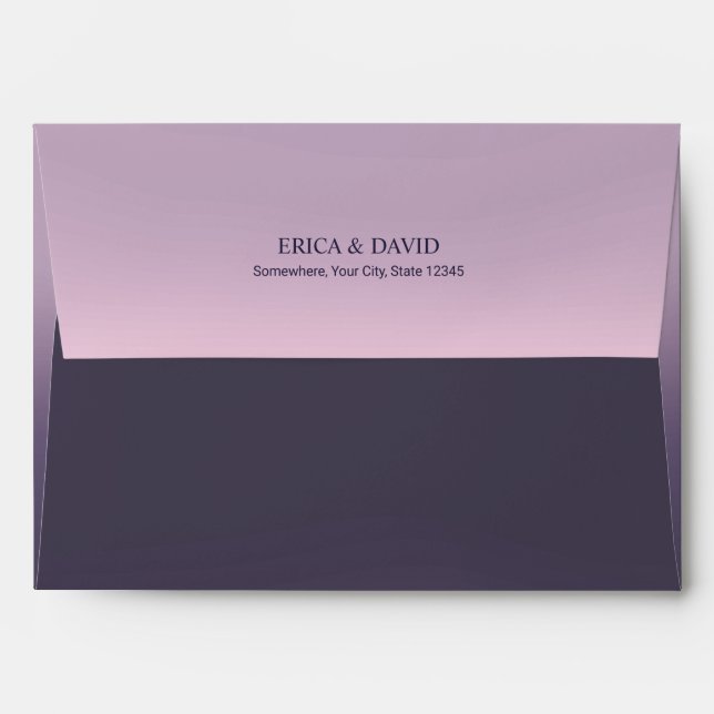 Purple Ombre Elegant Gradient Wedding Envelope (Back (Top Flap))