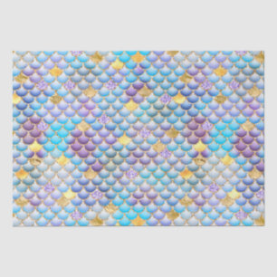 Purple Ombre Foil & Gold Glitter Mermaid Scales Tissue Paper