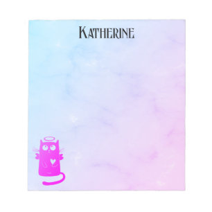 Purple Ombre Funny Angel Cat  Notepad