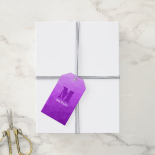 Purple ombre geometric mesh pattern Monogram Gift Tags