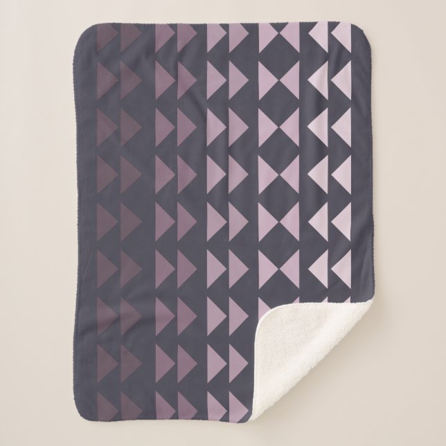 Purple Ombre Geometric Triangle Pattern Sherpa Blanket (Front)