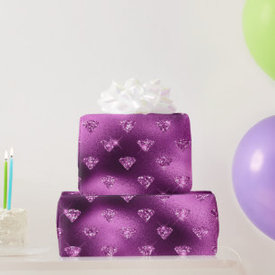 Purple Ombre Glam Glitter Diamonds Pattern Wrapping Paper