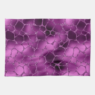 Purple Ombre Glam Glitter Giraffe Spots Pattern Kitchen Towel