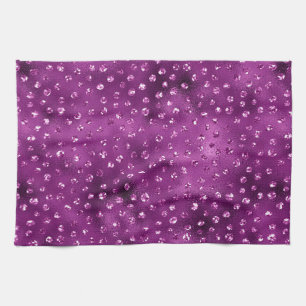 Purple Ombre Glam Glitter Polka Dots Pattern Kitchen Towel