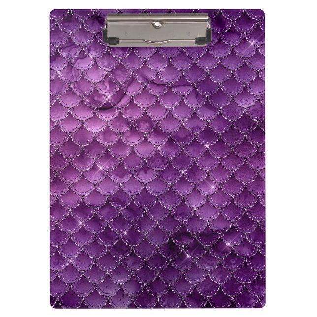 Purple Ombre Glam Mermaid Scales Pattern Clipboard (Front)
