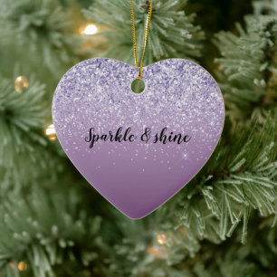Purple Ombre Glitter Ceramic Ornament