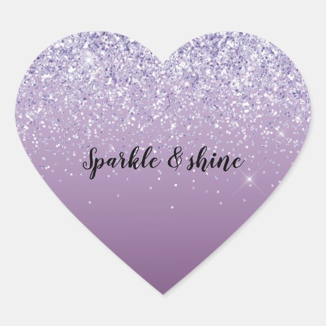 Purple Ombre Glitter Heart Sticker (Front)