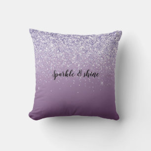 Purple Ombre Glitter Throw Pillow