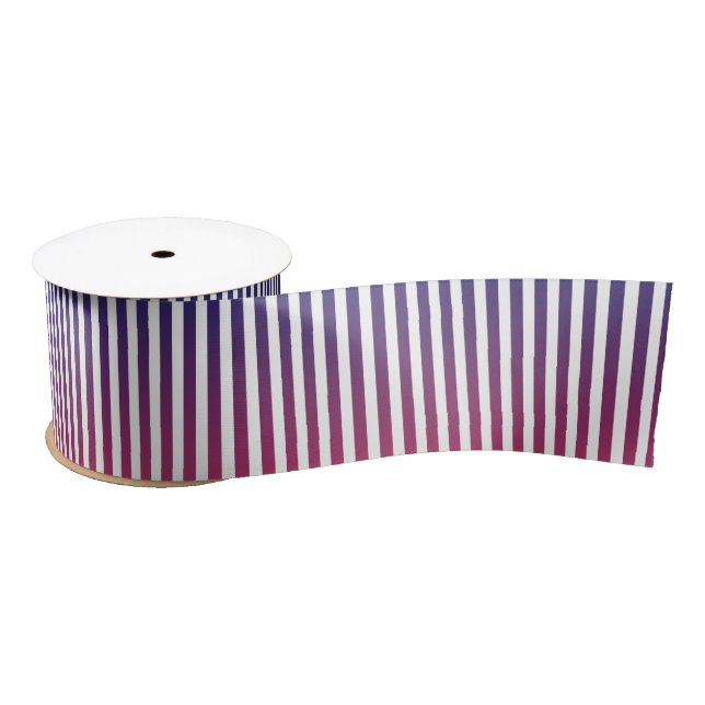 Purple Ombre Gradient Stripe Pattern Satin Ribbon (Spool)