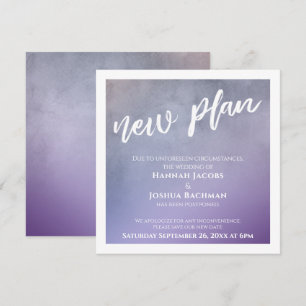 Purple Ombre New Plan Postponed Wedding Card