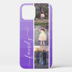 Purple Ombre Photo Collage Family Photos Template iPhone 12 Case