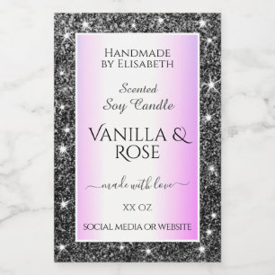 Purple Ombre Silver Glitter Product Label Beauty &