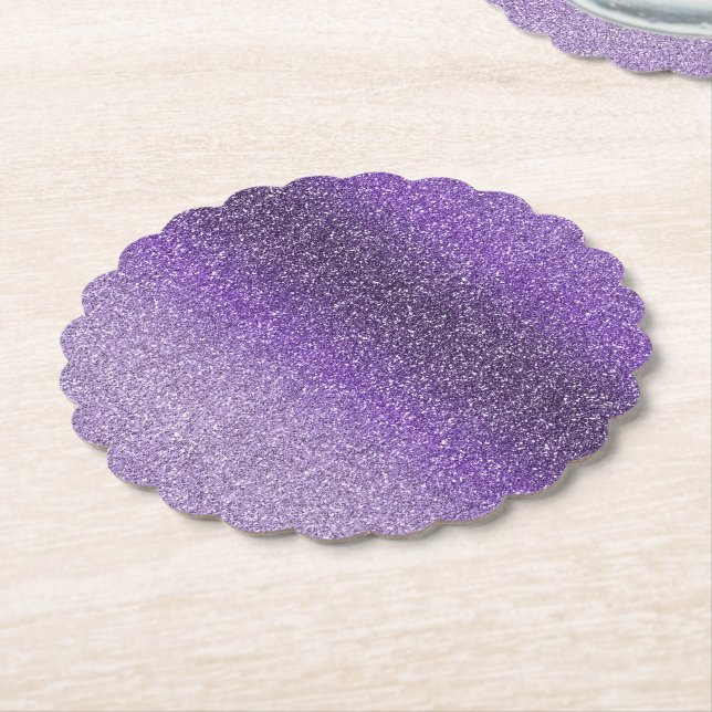 Purple Ombre Sparkle Glitter         Paper Coaster (Angled)