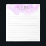 Purple Ombre Watercolor To-Do List Notepad<br><div class="desc">Keep track of your to-do list with this personalized notepad. The design features a purple omber watercolor at the top,  a customizable header that reads "Get it Done",  beneath you can add your name and 12 lines to add your tasks and check them of.</div>