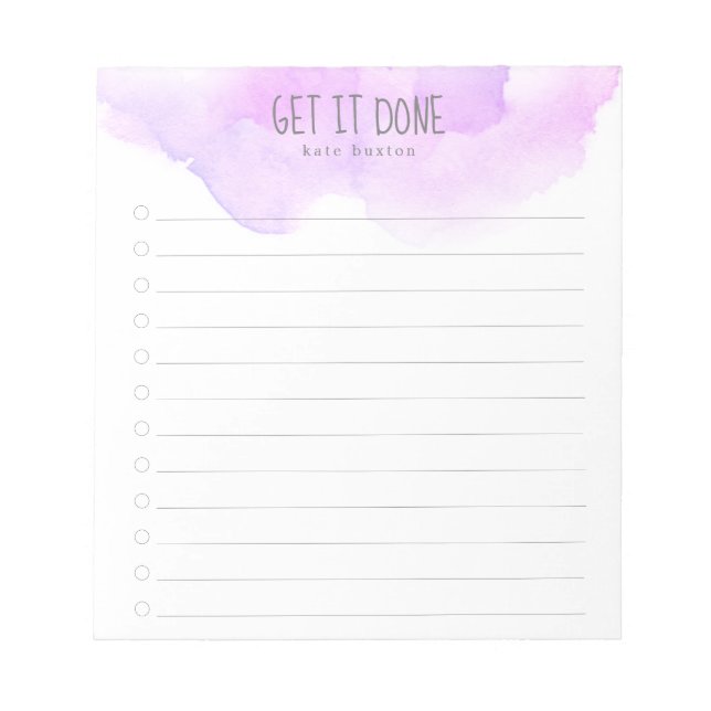 Purple Ombre Watercolor To-Do List Notepad (Front)