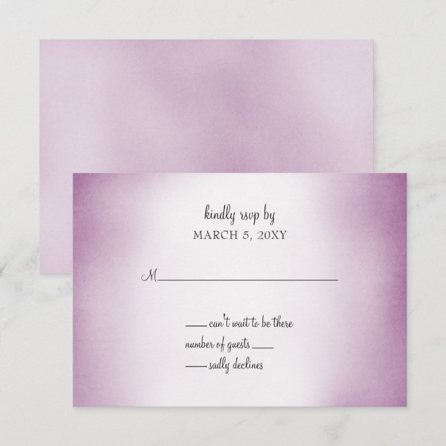 purple ombre wedding invitation rsvp (Front/Back)