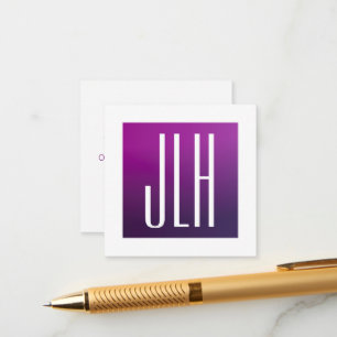 Purple Ombre & White Initials or other Text Enclosure Card