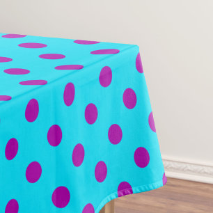 Purple On Blue Polka Dots Pattern Design Tablecloth