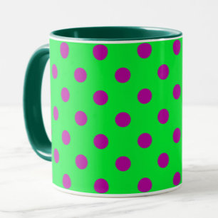 Purple On Green Polka Dots Pattern Design  Mug