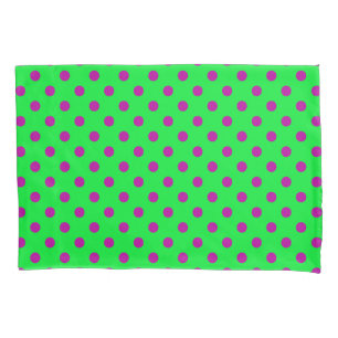 Purple On Green Polka Dots Pattern Design  Pillowcase
