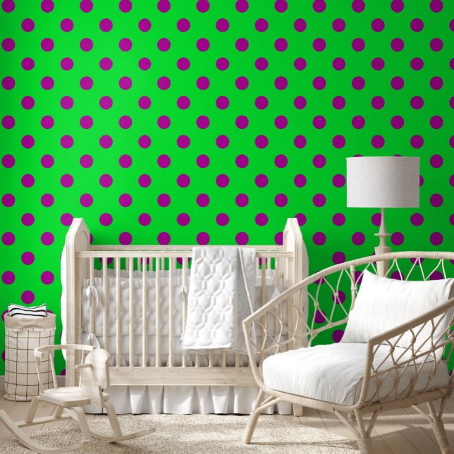 Purple On Green Polka Dots Pattern Design  Wallpaper (Creator Uploaded)