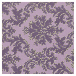 Purple on Lavender Damask Print Fabric
