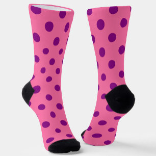 Purple On Pink Polka Dots Pattern Design Socks