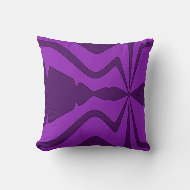 Purple on Purple Abstract Sound Wave Design Throw Pillow (Front)