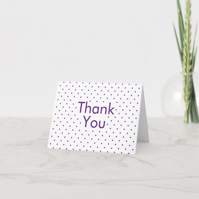 Purple on White Polka Dots Thank You Card (Front)