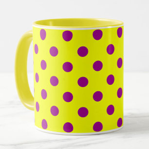 Purple On Yellow Polka Dots Pattern Design Mug