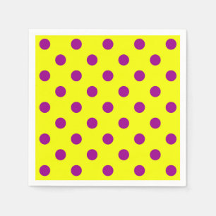 Purple On Yellow Polka Dots Pattern Design  Napkin