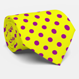 Purple On Yellow Polka Dots Pattern Design Tie