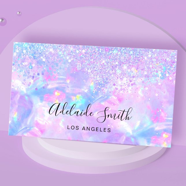 purple opal gemstone faux glitter business card (Creator Uploaded)