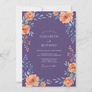 Purple Opulent Floral Wedding Invitation