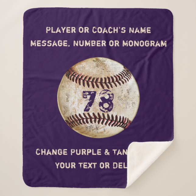 Purple or Your Colours Cozy Sherpa Baseball Blanket (Front)