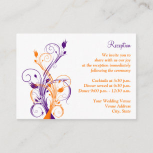 Purple Orang White Floral Reception Enclosure Card