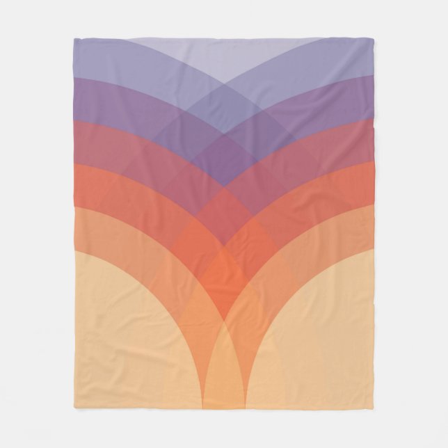 Purple, orange and blue colourful pastel arches fleece blanket (Front)