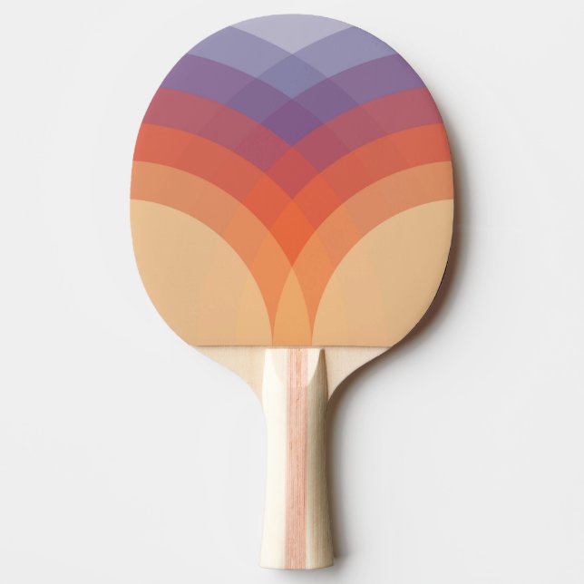 Purple, orange and blue colourful pastel arches ping pong paddle (Front)