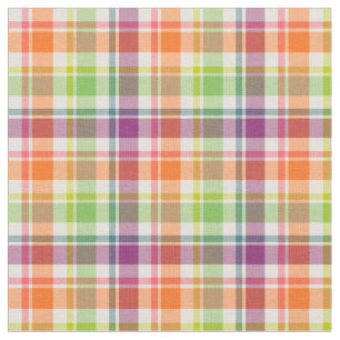 Purple, Orange and Lime Green Fashion Plaid Fabric