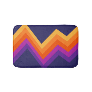 Purple, orange and yellow retro zigzag design bath mat