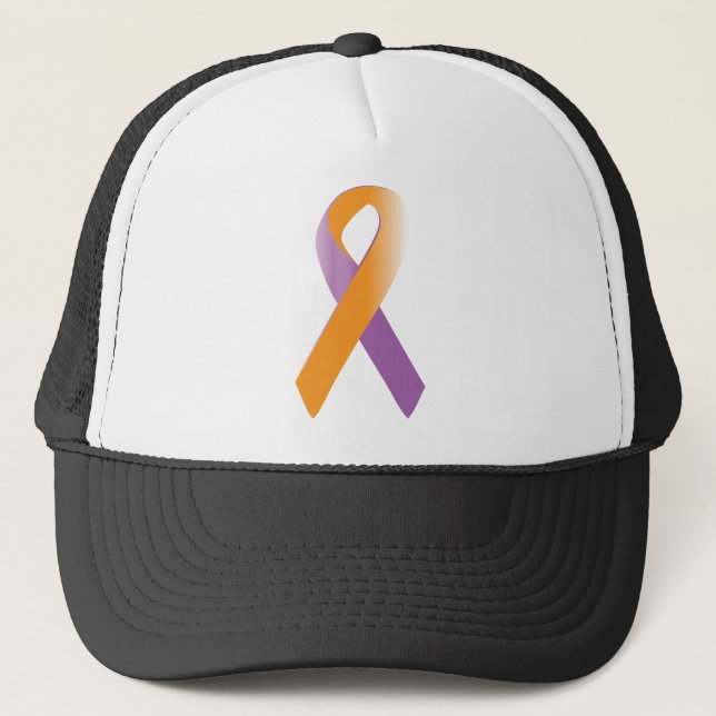 Purple & Orange Awareness Ribbon Trucker Hat (Front)