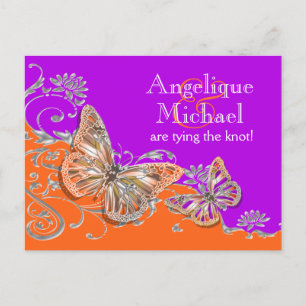 Purple orange birthday engagement anniversary announcement postcard