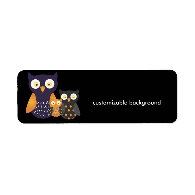 Purple/Orange/Blac Owls, customizable background (Front)