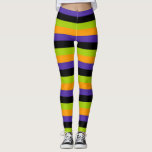Purple Orange Black Green Witchy Stripes Halloween Leggings<br><div class="desc">Leggings</div>